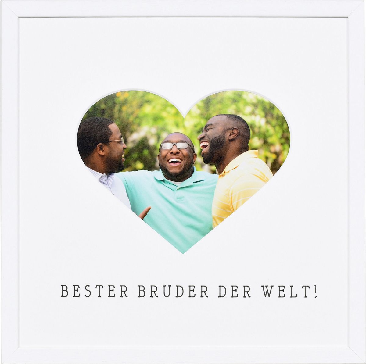 Bilderrahmen mit Herzausschnitt für den besten Bruder der Welt in der Farbe Weiss